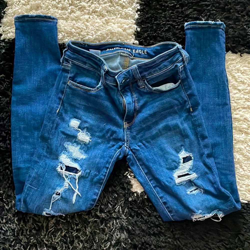 American Eagle Next Level Stretch Destroyed Skinny Jeans